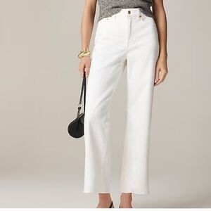 J Crew White Slim Wide Leg Crop Jeans Raw Hem Size 29